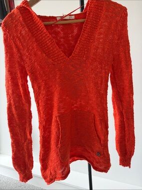 Roxy Women's V-Neck Sweater in Bright Red